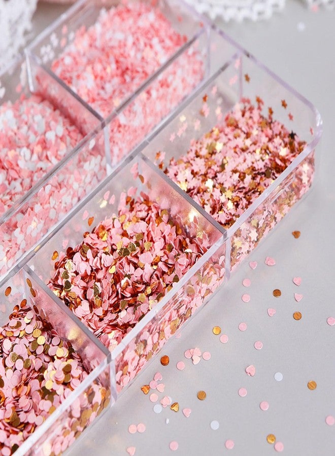 UCCASA Valentine's Day Glitter Heart Nail Sequins Winter Cute Love Star Nail Flakes Design Nail Charms Holographic Gold Pink White 3D Heart Star Glitter Sequins for Women - Image 4